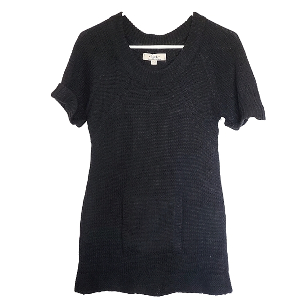 7058 * Lei Ribbed Knit Sweater Dress? Black Size L
